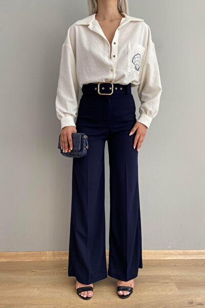 lizge giyim BOL PAÇA KEMERLİ PANTALON