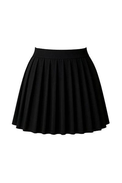 VAGGON Fusta pantaloni scurți negri plisați pentru femei cu talie elastică V00025-a