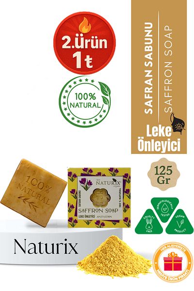 Naturix Saffron Flower Soap 125 Gr |   Anti-Blemish, Repair, Moisture and Care Soap