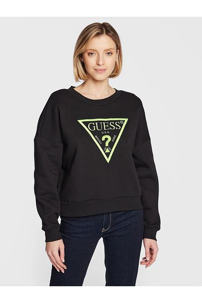 Guess Дамски черен суитшърт с кръгла яка - W3Rq04K9Z21Jblk