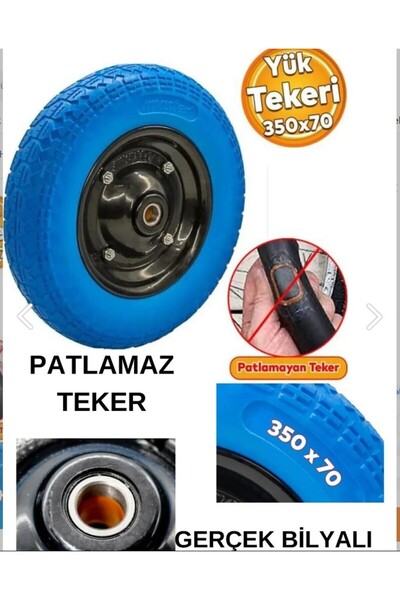 KL HOME Yeni Nesil Teker - Pu El Arabası Tekeri Sağlam Uzun Ömürlü Rulman Bilyalı 350-7