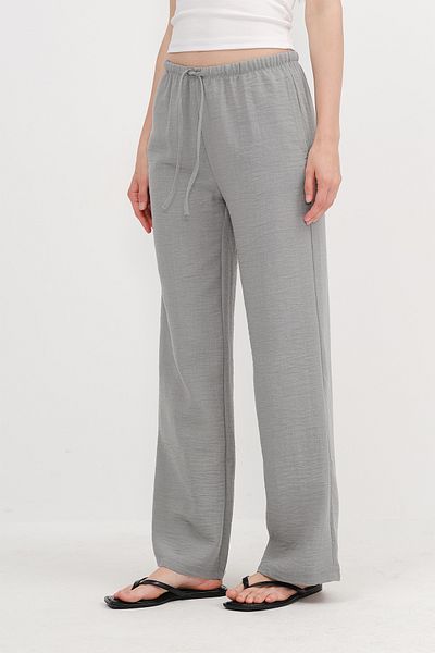 Addax Elastic Waist Front Tie Wide Leg Trousers Pn16599-U1