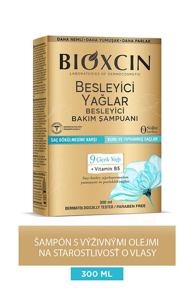 Bioxcin Výživné oleje šampón pre suché a poškodené vlasy 300 ml-
