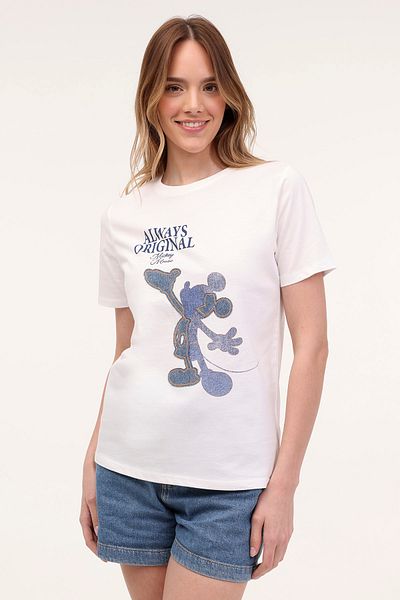 lumberjack WL MARY 11GFL979 4FX - Ecrufarbenes Kurzarm-T-Shirt für Damen