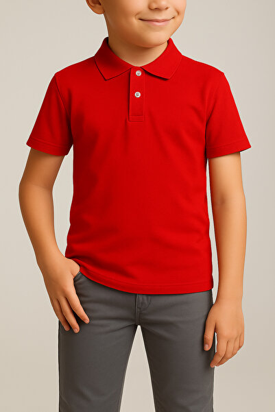 FATELLA Unisex Children's Short Sleeve Normal Pattern Comfort Polo Collar Sol...