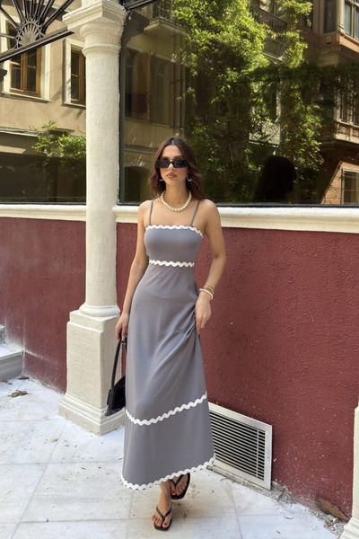 The Robi Slim Strap Dress with Stripe Detail