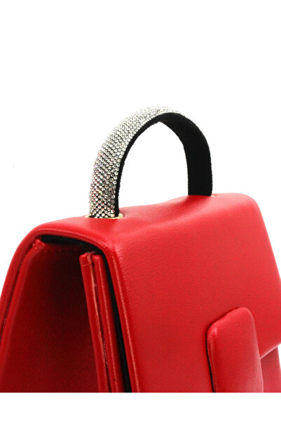 Çanta Sepetim Women's Silvery Buckle Detailed Portfolio Evening Bag with Stone Handle