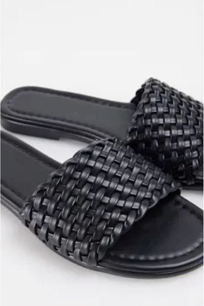 Ayakkabı Delisiyim Stella Μαύρες Πλεκτές Δερμάτινες Comfort Άνετες Γυναικείες Καλοκαιρινές Παντόφλες
