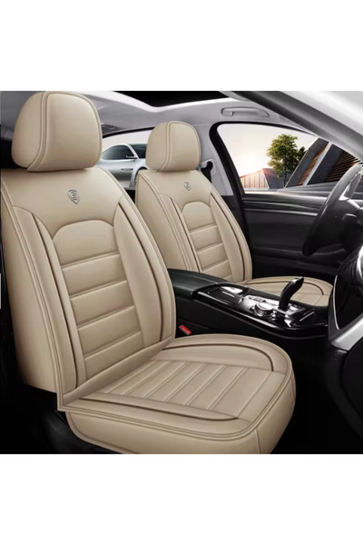 Top Car Interior Set de huse pentru scaune auto, piele Nappa, scaune față și banchetă spate, pentru toate anotimpurile, bej