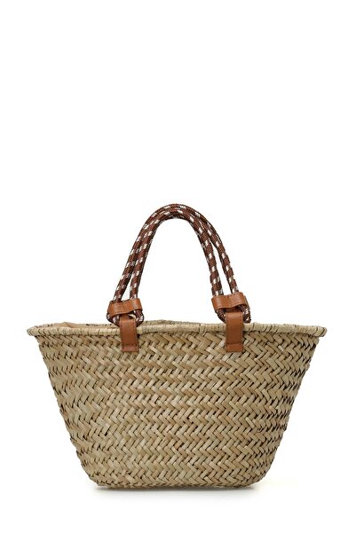 Butigo 4FX Model Sand Colored Women's Handbag - Wicker BGCK