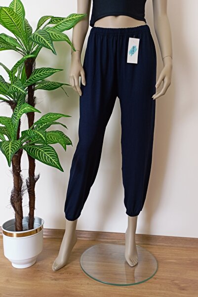 VİP BERA TEKSTİL Lacivert Yumuşacık Likralı Paçası Lastikli Pijama Altı