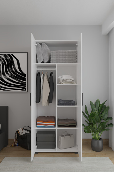 AYMOBSAN Niro 2 Kapaklı Gardrop, Askılı ve Raflı, 80 cm