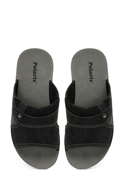 Polaris 608004 .M4PR Μαύρες ανδρικές παντόφλες