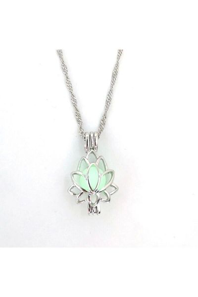 AlpCollection Green Lotus Flower Nocturnal Glowing in the Dark Highlighter Necklace