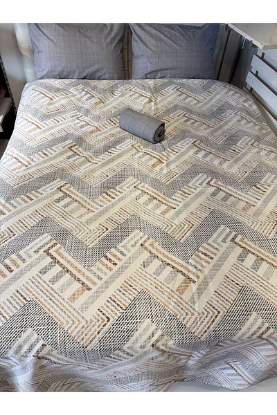 ŞENER HOME Meander Patterned Sheet Elastic Double Pique Set