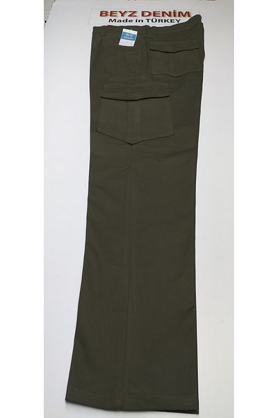 BeyzDenim Plus Size Khaki Green Lycra Cotton Trousers