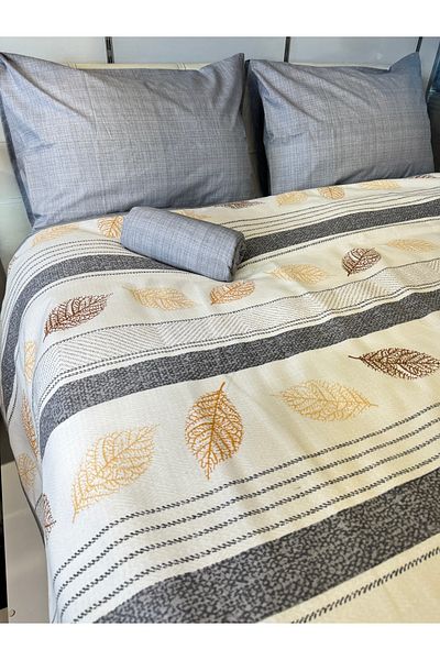 ŞENER HOME Leaf Patterned Sheet with Elastic Double Pique Set