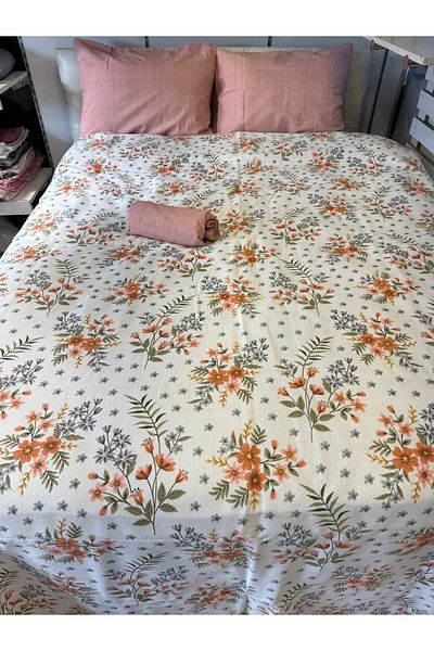 ŞENER HOME Poppy Patterned Sheet Elastic Double Pique Set