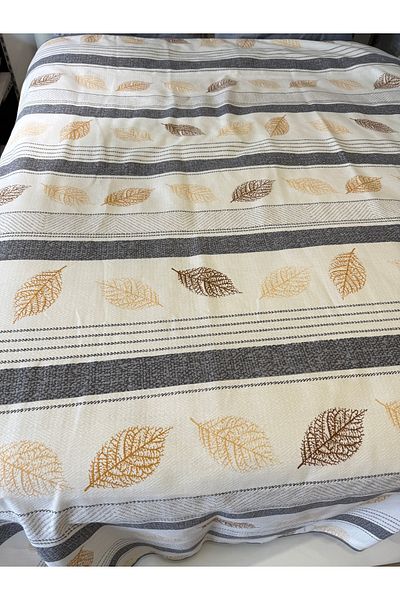 ŞENER HOME Leaf Pattern Printed 200X240 Cm. Double (Battal) Single Pike