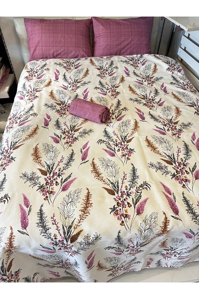 ŞENER HOME Başak Patterned Sheet Elastic Double Pique Set