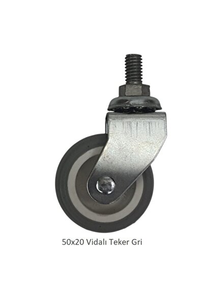 Adilon Ofis Koltuk Dolap Etajer 360 Derece Döner 50 X 20 Vidalı Teker Gri 50 Mm