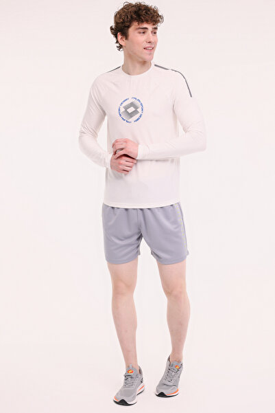 Lotto T-shirt M-NETHA UKOL TEE 5FX Ekru Erkek Uzun Kol