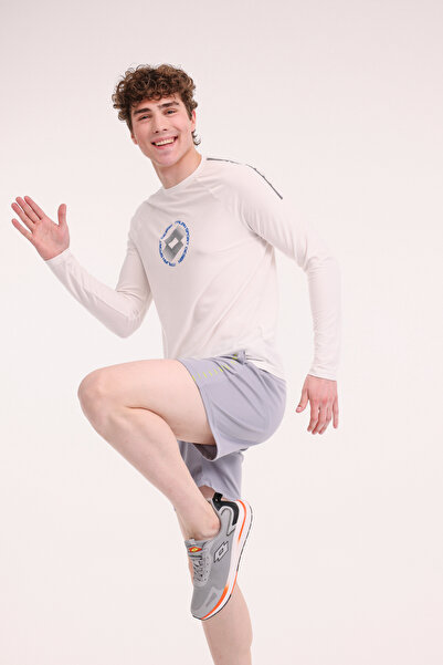 Lotto T-shirt M-NETHA UKOL TEE 5FX Ekru Erkek Uzun Kol