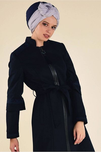 Alvina ΔΕΡΜΑΤΙΝΟ ΜΑΝΤΟ ΜΕ ΖΩΝΗ ΚΑΙ ΛΕΠΤΟΜΕΡΗ 9772