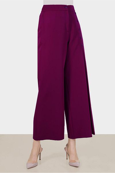 Alvina Loose Cut Trousers 70359 - Buttoned and Pleated Detail