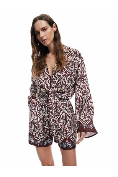 Koton X Melis Ağazat - Viskon Kumaş Cepli Etnik Desenli Mini Şort