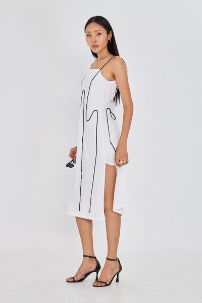 TIFFANY&TOMATO Saten Aksesuarlı Yırtmaçlı Elbise