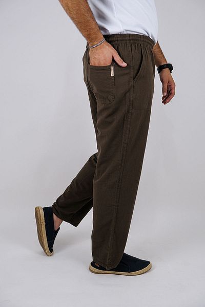 Yakamoz Tekstil Men's Linen Summer Trousers - Brown