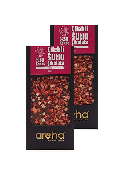 AROHA % 50 Kakao Çilekli Sütlü Çikolata 2'li Paket (85 G X 2 Adet)