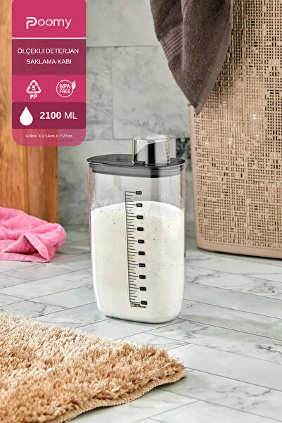 Poomy Hava Geçirmez Vakumlu Deterjan Saklama Kabı - Kendinden Ölçekli Vakum K...