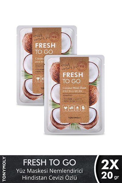 TONYMOLY Face Mask Fresh To Go Moisturizing Coconut Skin Care X2 Pieces