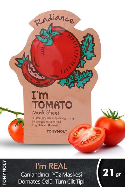 TONYMOLY Face Mask I'm Real Brightening and Purifying Tomato Skin Care (1 Piece)