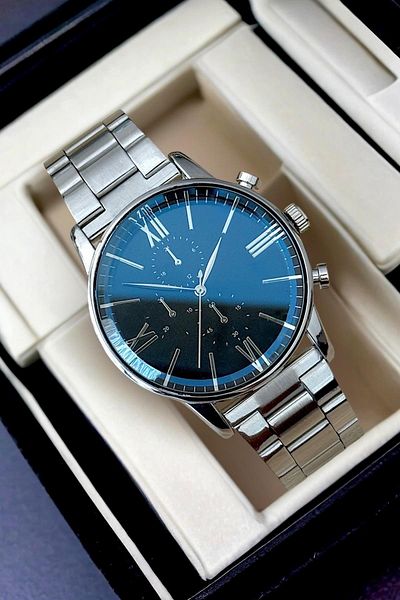 Güncel Vitrin Premium Infinity Navy Blue&Silver Ipc Plated Men's Wrist Watch