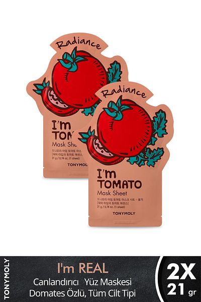 TONYMOLY Face Mask I'm Real Brightening and Purifying Tomato Skin Care X2 Pieces