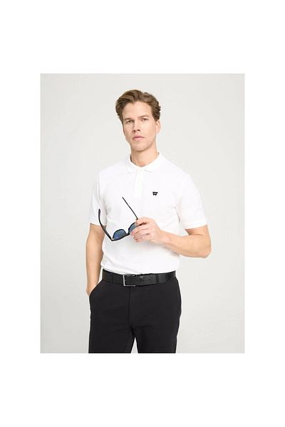WRANGLER WhitePoloCollar 100% CottonRegularFit T-shirt