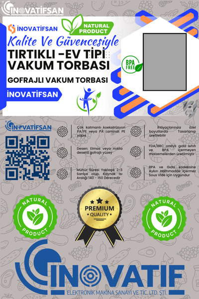 İNOVATİFSAN Vakum Torbası Tırtıklı 20x30 1kg (97 ADET) Vakumlu Poşet Ev Tipi