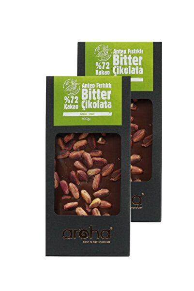 AROHA %72 Kakao Antep Fıstıklı Bitter Çikolata 2'li Paket (100 G X 2 Adet)
