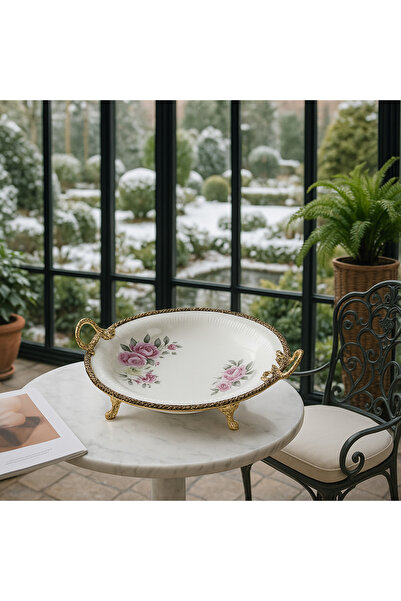 Veliday Davet Ayaklı Sunumluk 26 cm*26 cm - Porselen Ayaklı Sunum Tabağı | Pa...