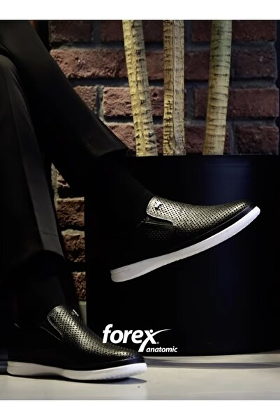 FOREX HAKİKİ DERİ DELİKLİ SİYAH GÜNLÜK HAFİF BAĞCIKSIZ YAZLIK ERKEK AYAKKABI