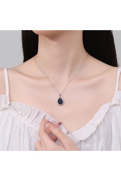 delis Pandantiv Argint 925, Jw1292, Model Elegant Cu Piatra Albastra, Placat Cu Rodiu