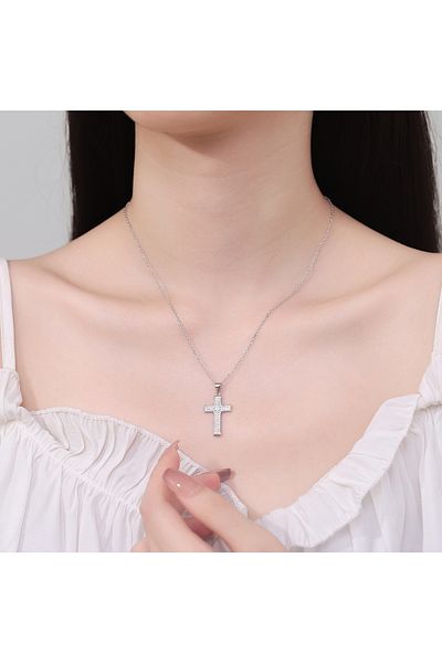delis Pandantiv Argint 925, Jw1275, Model Cruce, Placat Cu Rodiu