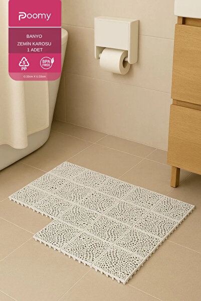 Poomy Banyo Zemin Karosu Kaydırmaz Plastik Izgara Modüler Karo 33cm x 33CM 1 ...