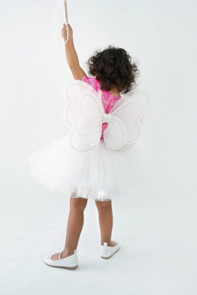 DUCA KIDS Kız Çocuk Doğum Günü Kelebek Kanatlı Croplu Tütü Takımı 3-4 Yaş