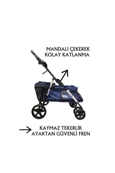 Tommy Evcil Hayvan Arabası 74,5x46,5x97,5cm Lacivert Max 15kg