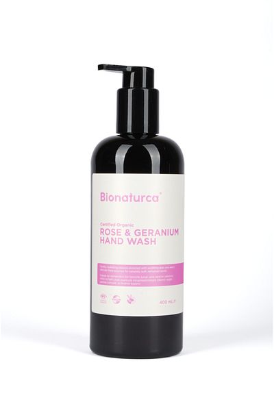 BIONATURCA Organic Certified Rose & Geranium Extract Liquid Soap 400 ml