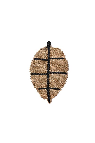 KANCAEV Siyah Damarlı Hasır Yaprak Duvar Dekoru